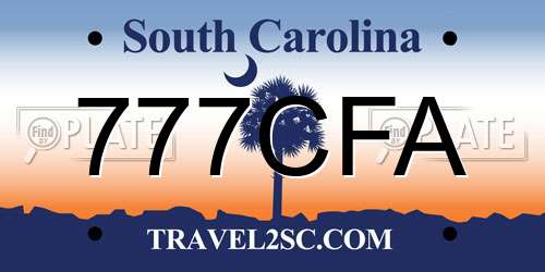 777CFA South Carolina License Plate