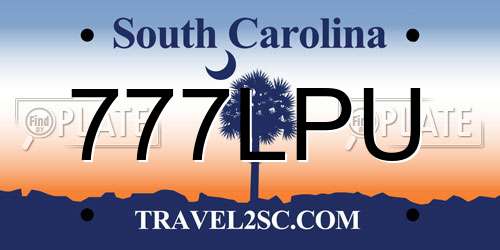 777LPU South Carolina License Plate