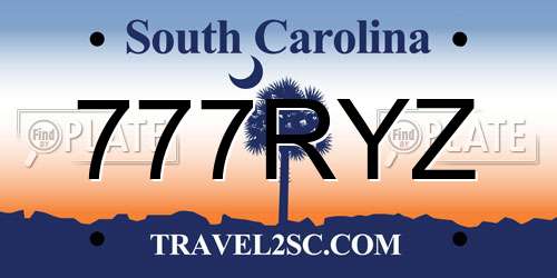 777RYZ South Carolina License Plate