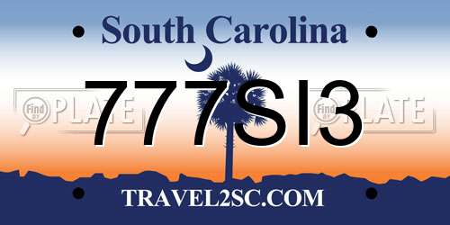 777SI3 South Carolina License Plate