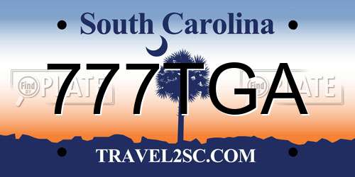 777TGA South Carolina License Plate