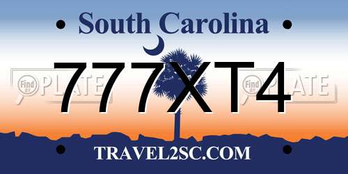 777XT4 South Carolina License Plate