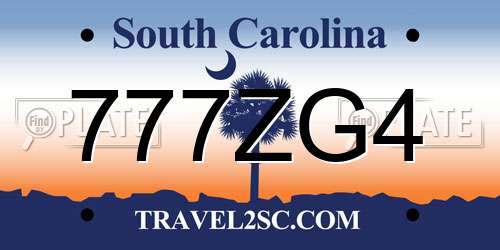 777ZG4 South Carolina License Plate