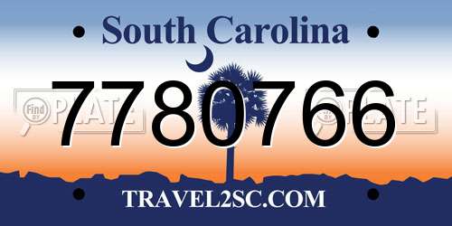 7780766 South Carolina License Plate