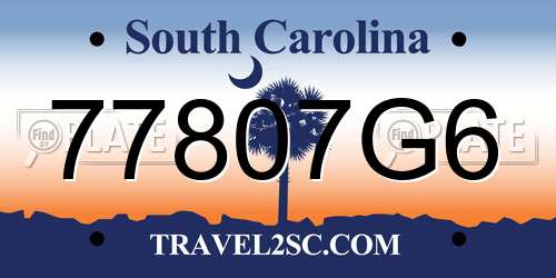 77807G6 South Carolina License Plate