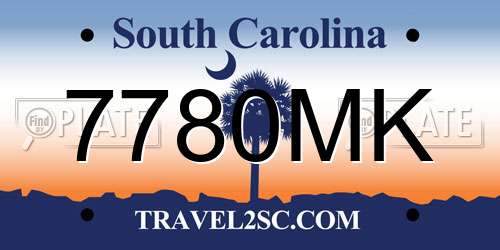 7780MK South Carolina License Plate