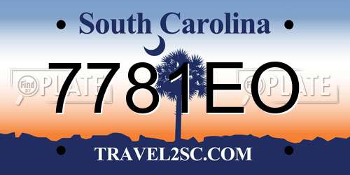 7781EO South Carolina License Plate