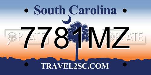 7781MZ South Carolina License Plate