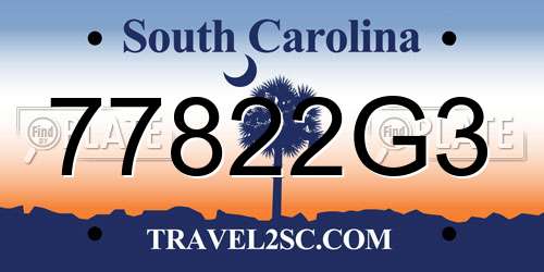 77822G3 South Carolina License Plate