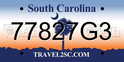 77827G3 South Carolina License Plate
