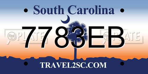 7783EB South Carolina License Plate