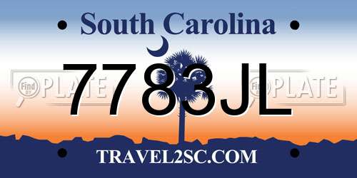 7783JL South Carolina License Plate