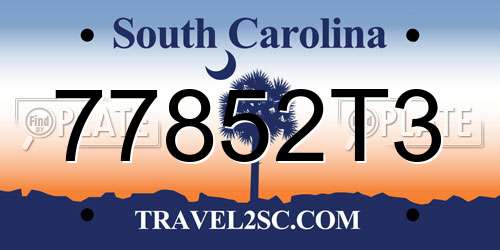 77852T3 South Carolina License Plate