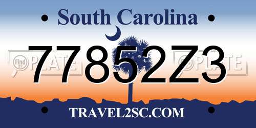 77852Z3 South Carolina License Plate