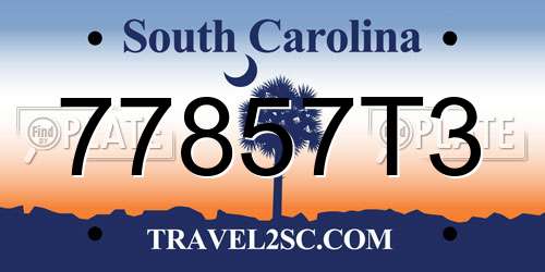 77857T3 South Carolina License Plate