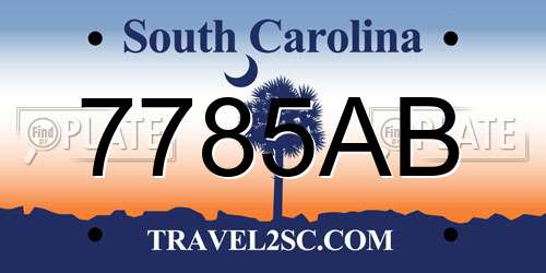 7785AB South Carolina License Plate