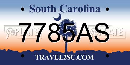 7785AS South Carolina License Plate