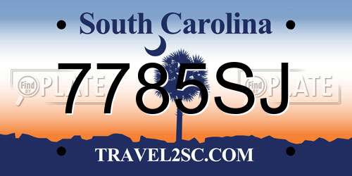 7785SJ South Carolina License Plate