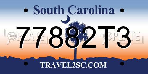 77882T3 South Carolina License Plate