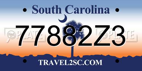 77882Z3 South Carolina License Plate