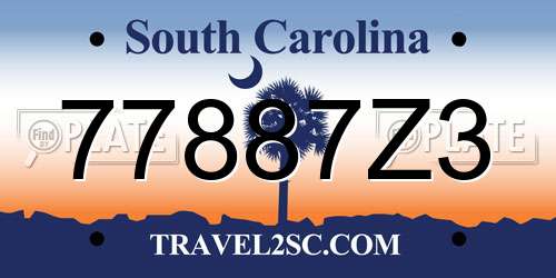 77887Z3 South Carolina License Plate