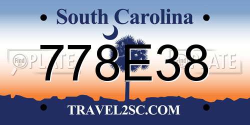 778E38 South Carolina License Plate