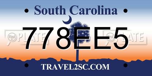 778EE5 South Carolina License Plate