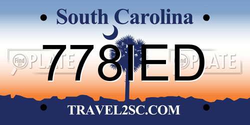 778IED South Carolina License Plate