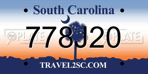 778J20 South Carolina License Plate