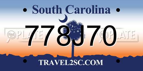 778J70 South Carolina License Plate