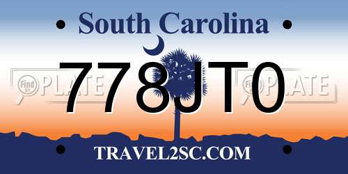 778JT0 South Carolina License Plate
