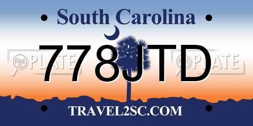 778JTD South Carolina License Plate