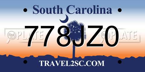 778JZ0 South Carolina License Plate