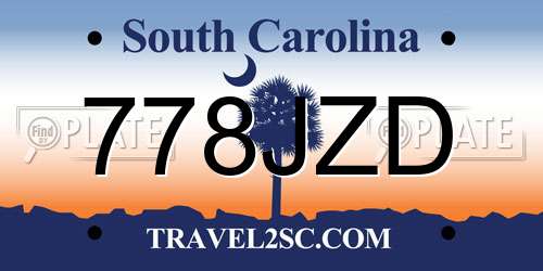 778JZD South Carolina License Plate