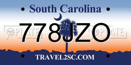 778JZO South Carolina License Plate