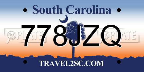 778JZQ South Carolina License Plate
