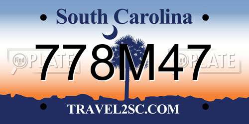 778M47 South Carolina License Plate