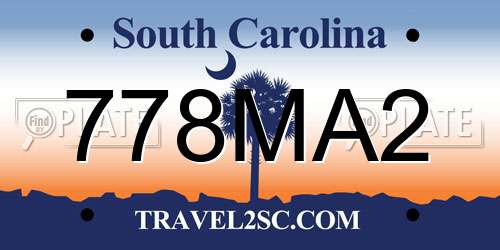 778MA2 South Carolina License Plate