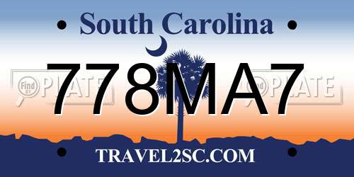 778MA7 South Carolina License Plate