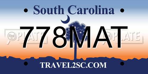 778MAT South Carolina License Plate