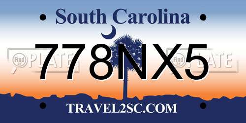 778NX5 South Carolina License Plate