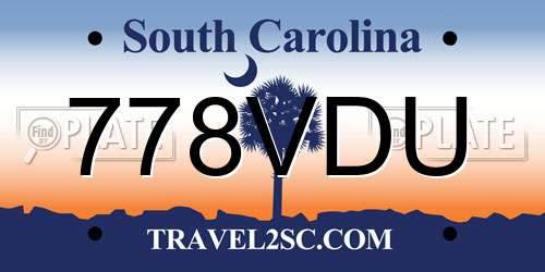 778VDU South Carolina License Plate