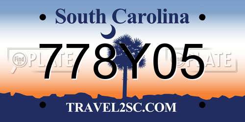 778Y05 South Carolina License Plate
