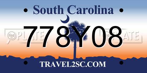 778Y08 South Carolina License Plate