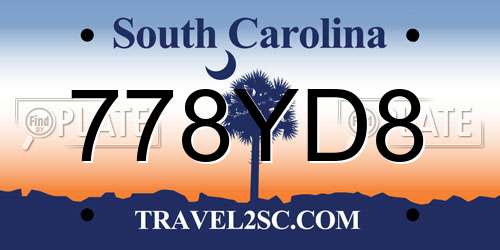 778YD8 South Carolina License Plate
