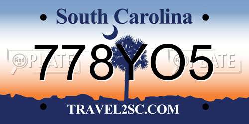 778YO5 South Carolina License Plate