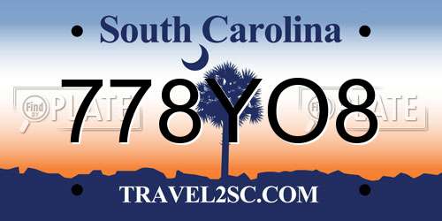 778YO8 South Carolina License Plate