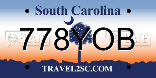 778YOB South Carolina License Plate