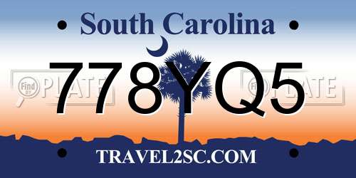 778YQ5 South Carolina License Plate