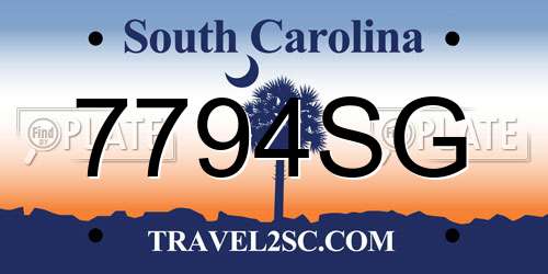 7794SG South Carolina License Plate